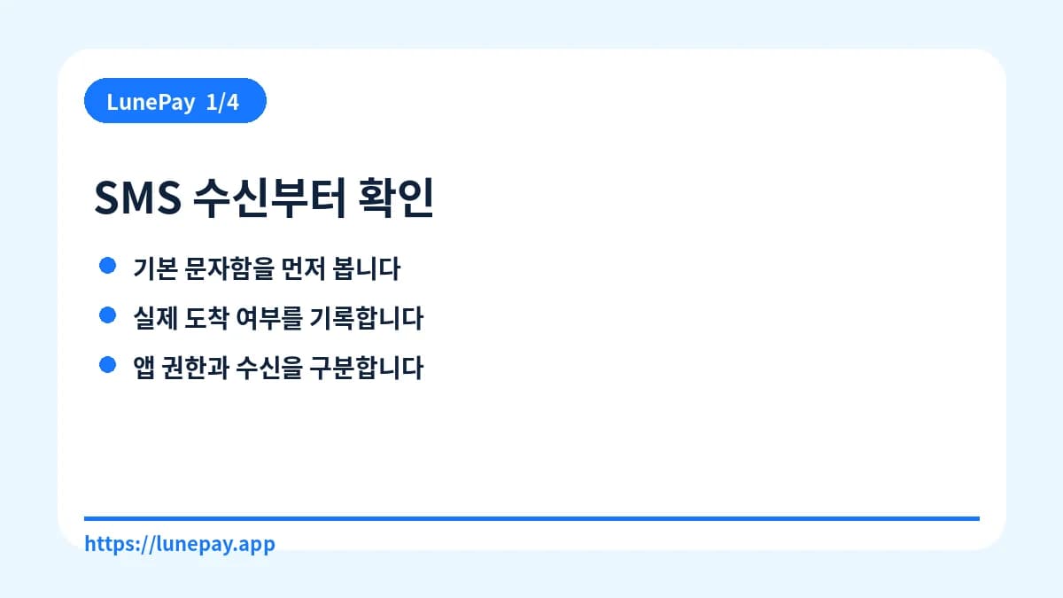 SMS 수신부터 확인